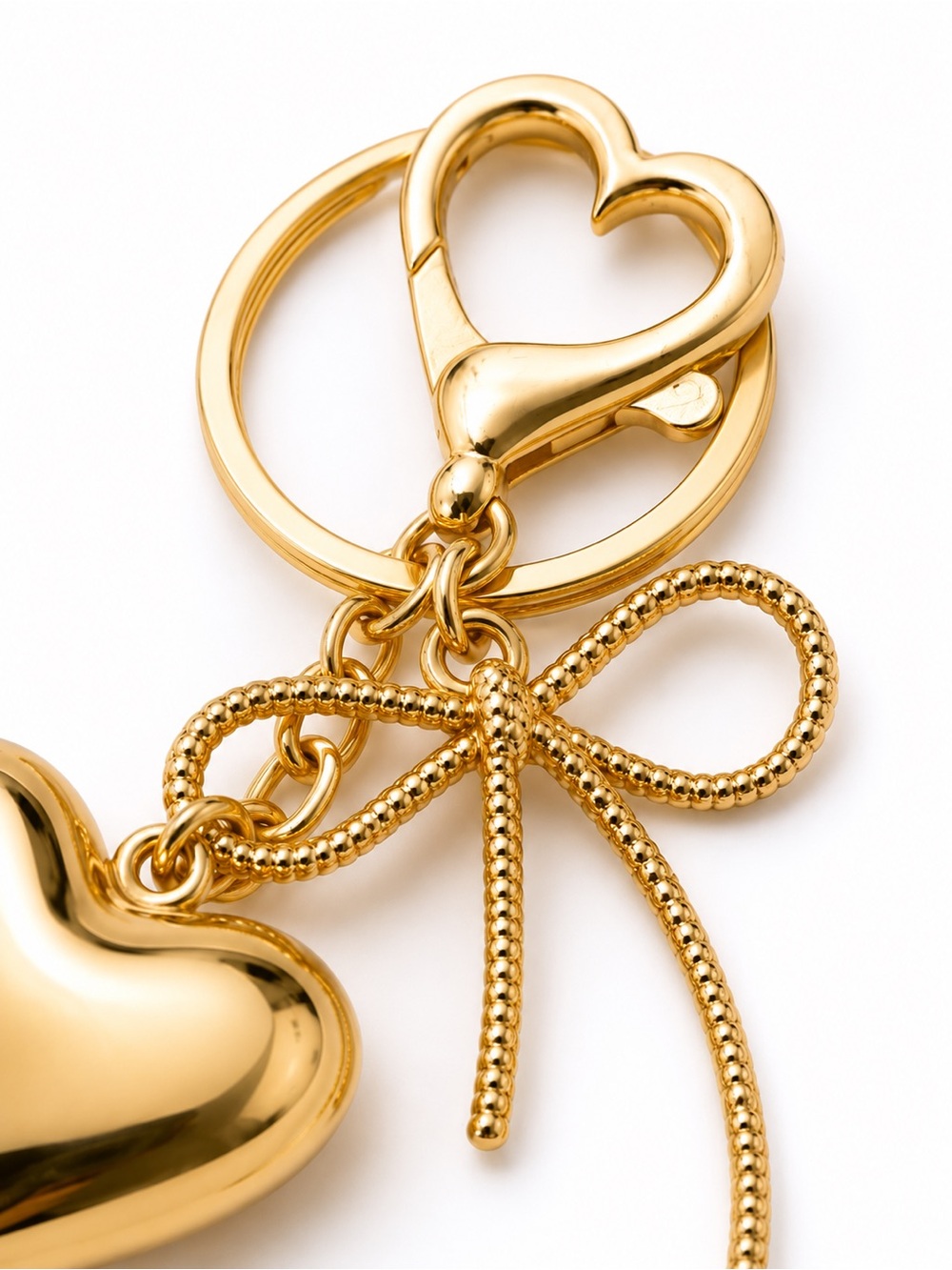 NICOLE Gold Heart Keychain Bag Charm Bow Accent NWT - Picture 3 of 4